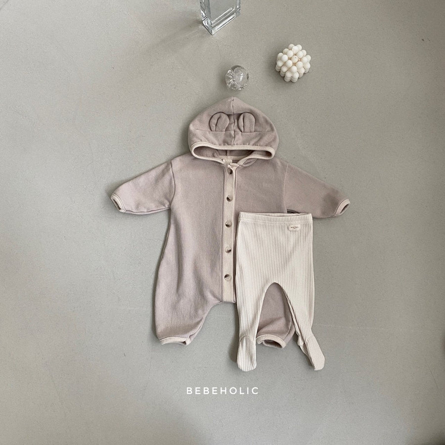 Bebeholic Bear Hooded Playsuit (2 colour options) - ooyoo