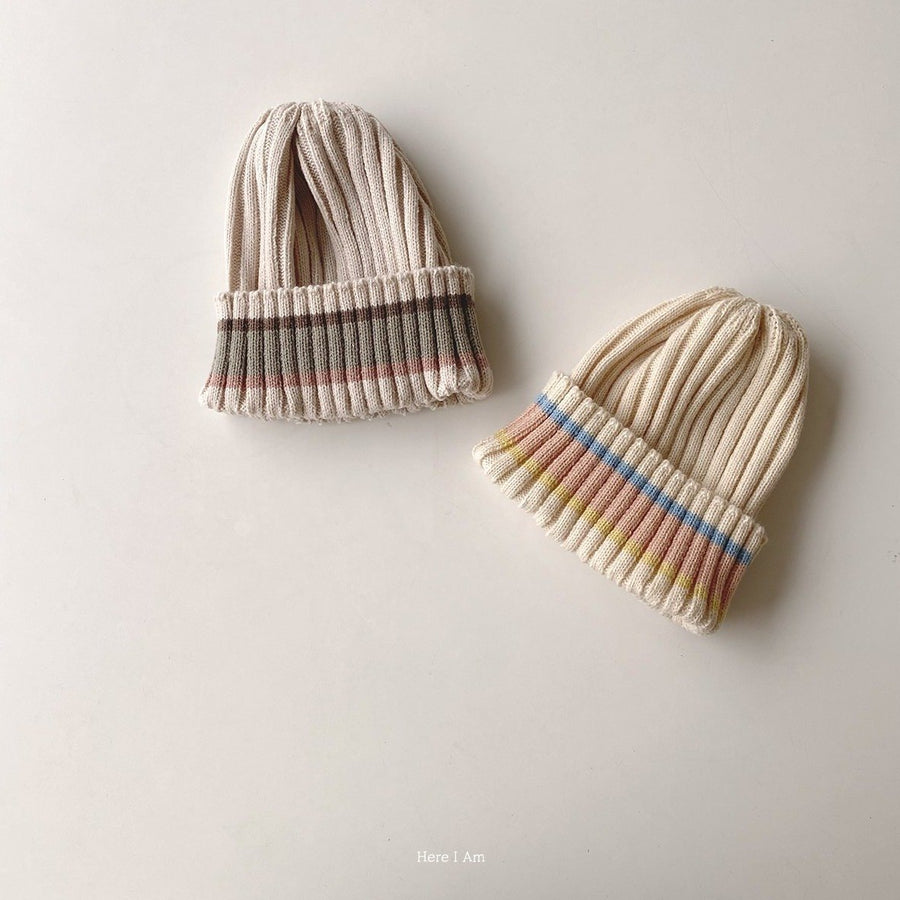 Here I Am Knitted Stripe Beanie (2 colour options) - ooyoo