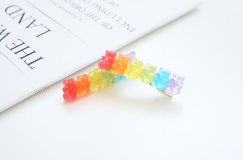 Jireh Bow - Rainbow Bear Clip - ooyoo