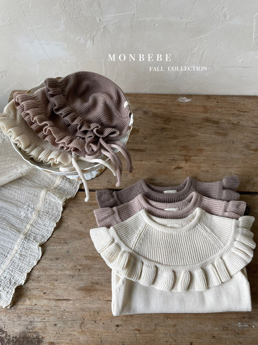 Monbebe Frilly Knit Bonnet (3 colour options) - ooyoo
