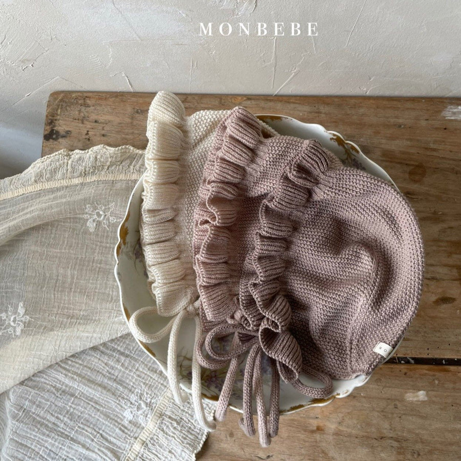 Monbebe Frilly Knit Bonnet (3 colour options) - ooyoo