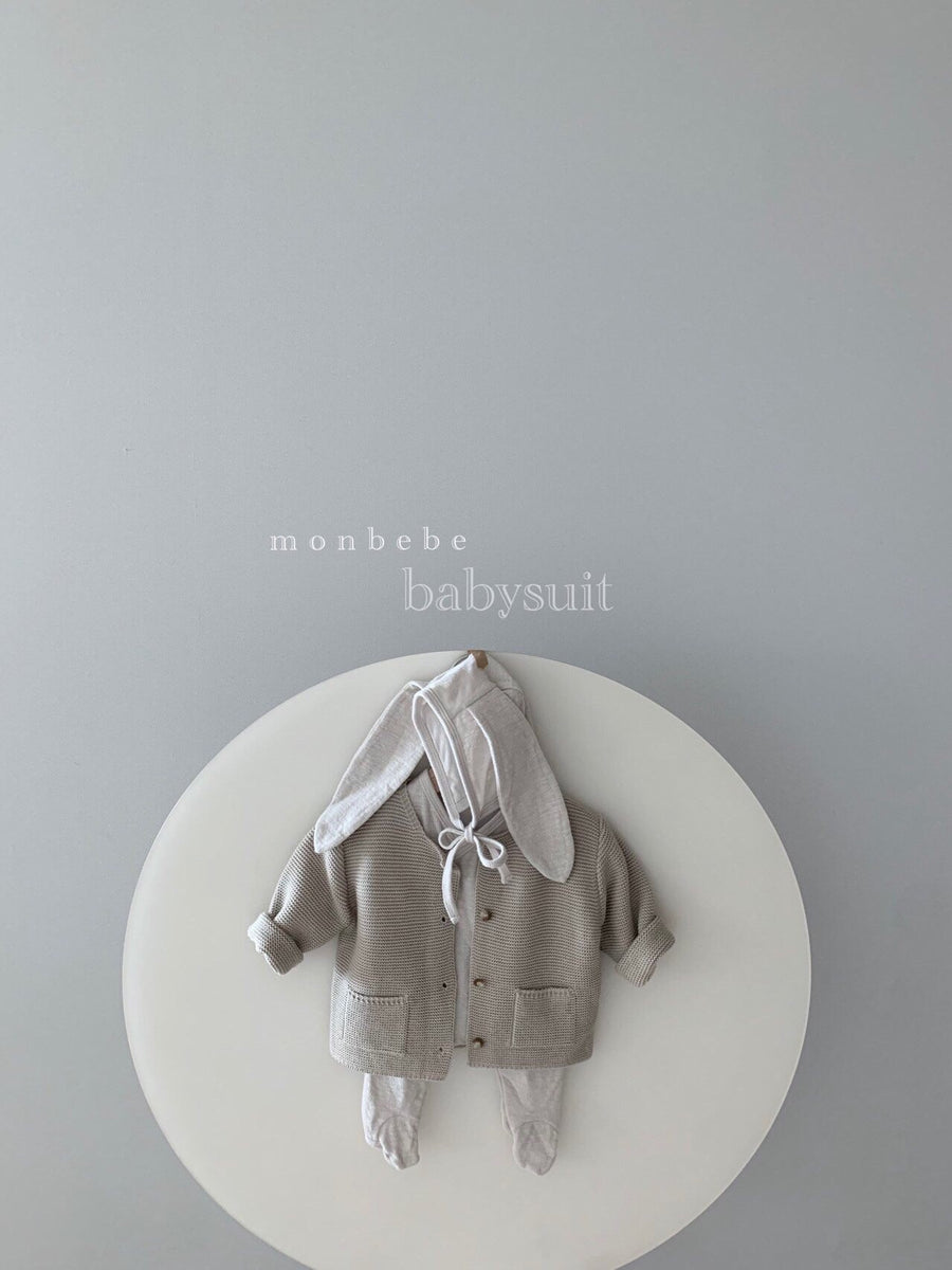 Monbebe Soft Bunny Bodysuit & Bonnet (2 colour options) - ooyoo