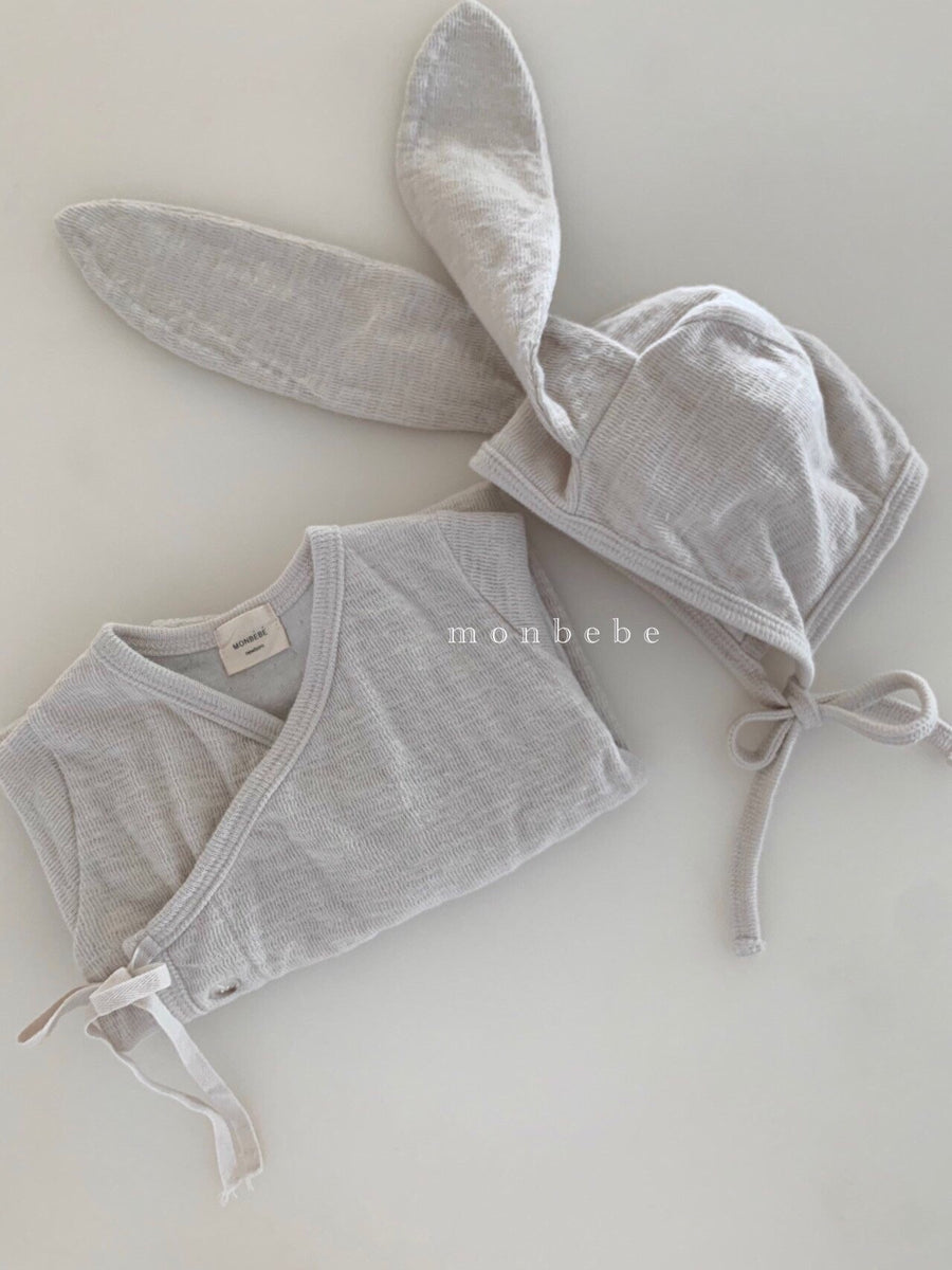Monbebe Soft Bunny Bodysuit & Bonnet (2 colour options) - ooyoo